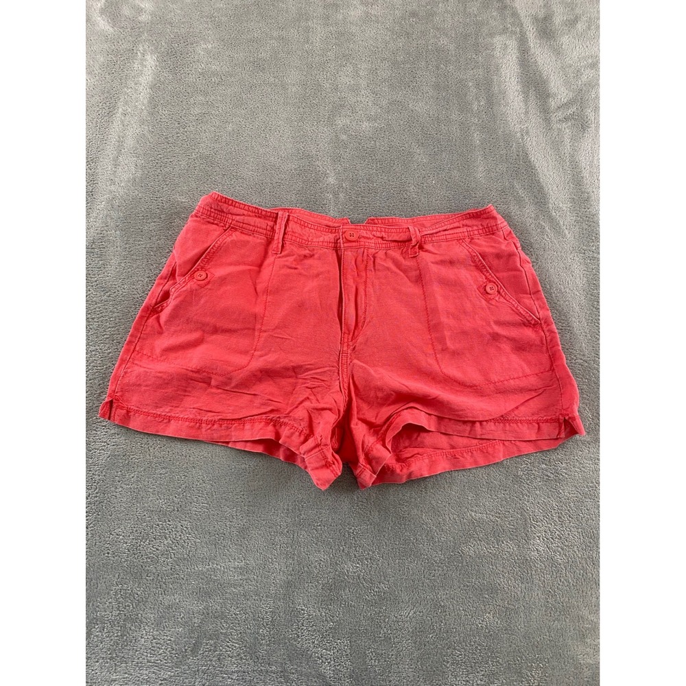 Calvin Klein Jeans Women Coral Pink Linen Blend Casual Shorts Size 31 Mid Rise